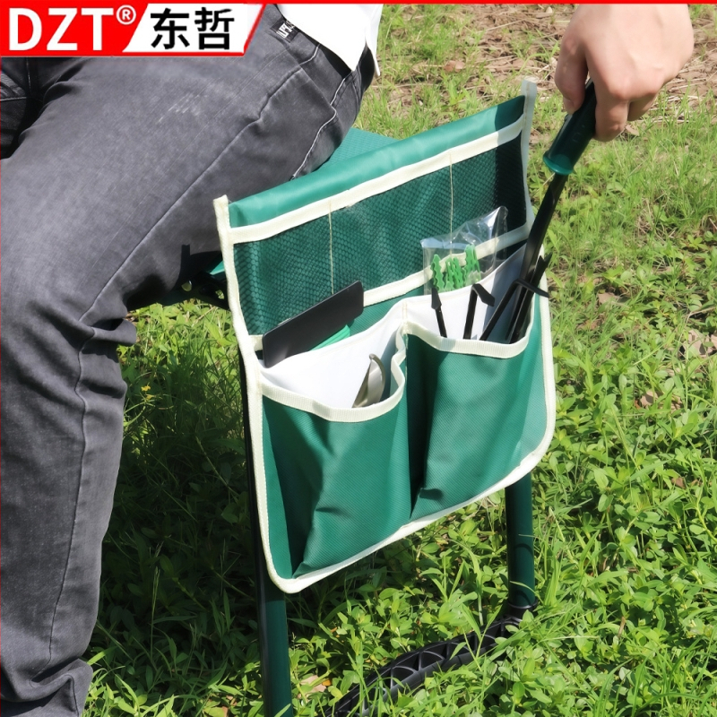 Összecsukható kültéri térd‑szék tárolótáskával, kettős funkció: ülés/ térdelés, hordozható kerti eszköz‑tároló