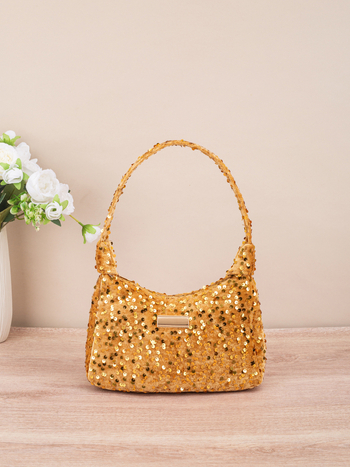 Crossbody táska flitterekkel, zipzáras zárás, PU anyag, poliészter bélés, utcai stílus