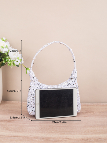 Crossbody táska flitterekkel, zipzáras zárás, PU anyag, poliészter bélés, utcai stílus