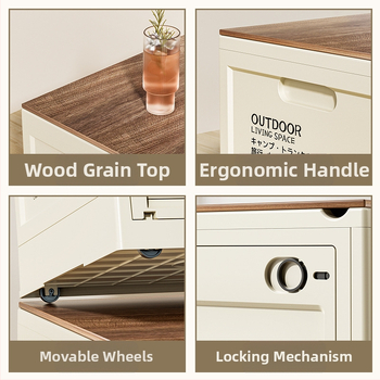 Εξωτερική πτυσσόμενη θήκη αποθήκευσης με ξύλινο καπάκι για το πορτ-μπαγκάζ αυτοκινήτου, πλαστικός οργανωτής με πλευρικό άνοιγμα, 1 L χωρητικότητα