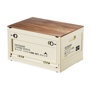 Εξωτερική πτυσσόμενη θήκη αποθήκευσης με ξύλινο καπάκι για το πορτ-μπαγκάζ αυτοκινήτου, πλαστικός οργανωτής με πλευρικό άνοιγμα, 1 L χωρητικότητα