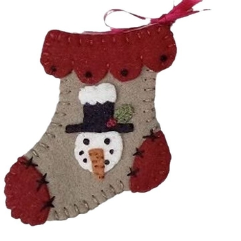 Υφασμάτινα χριστουγεννιάτικα στολίδια για δέντρο με μοτίβα χιονονιφάδας, κάλτσας και γαντιού — Κορεάτικό χειροποίητο κέντημα