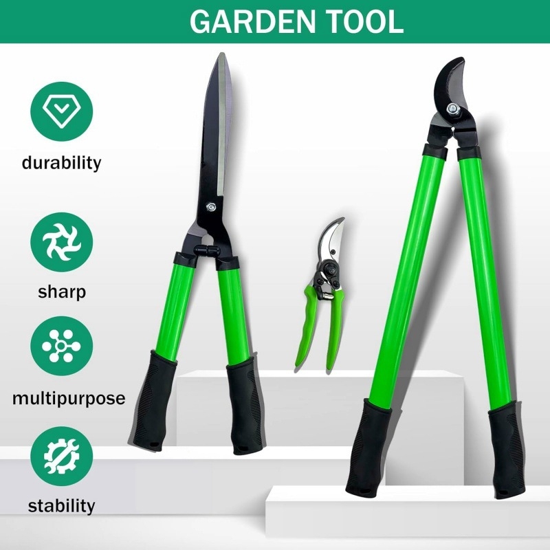 Genėjimo žirklės storoms ir aukštoms šakoms – sodo genėjimo įrankis šalia tvoros