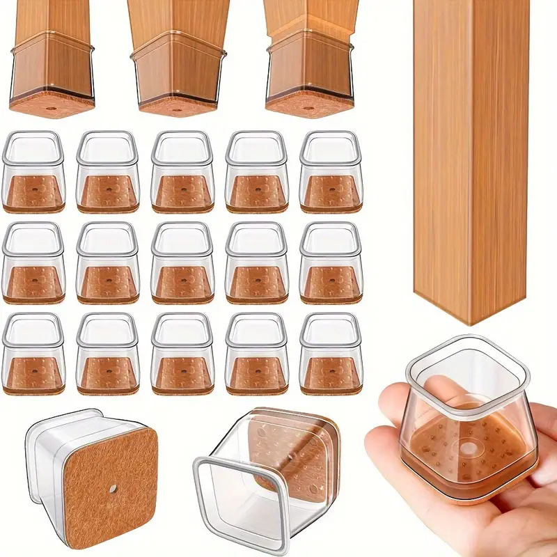 Kvadratiniai kojų dangteliai stalui ir kėdėms – TPE medžiaga, neslystantys, atsparūs dėvėjimui, modernus paprastas stilius