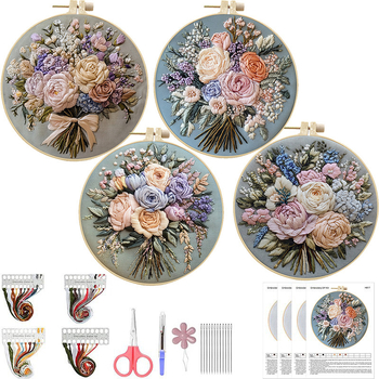 DIY комплект за бродерия върху плат – мотив държащи цветя, карикатурно/аниме модел, стил модерна простота, тип бродерия: друга бродерия, подходящ за дневна/спалня/учебна стая