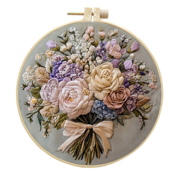 DIY комплект за бродерия върху плат – мотив държащи цветя, карикатурно/аниме модел, стил модерна простота, тип бродерия: друга бродерия, подходящ за дневна/спалня/учебна стая