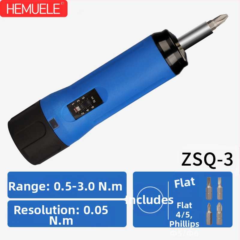 Отвертка с въртящ момент – предварително зададена и регулируема, Hemu, корпус от въглеродна стомана