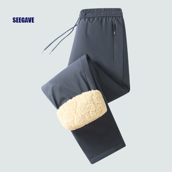 Ανδρικά παντελόνια φλίς για χειμώνα, αντιανεμικά και αδιάβροχα, ίσιο κόψιμο, με κορδόνι