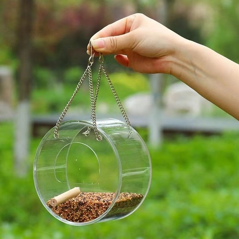 Akril madáretető kültéri, függő, vízálló tálcával balkonhoz