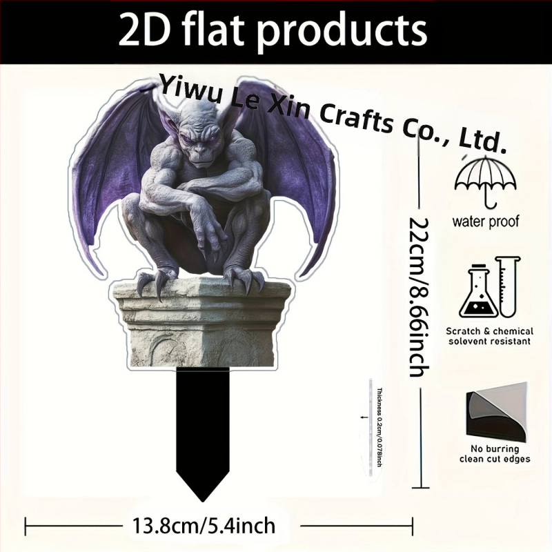 2D акрилна висяща украса за вътрешни/външни градински саксии – Хелоуин серия, хорър тематика, UV печат
