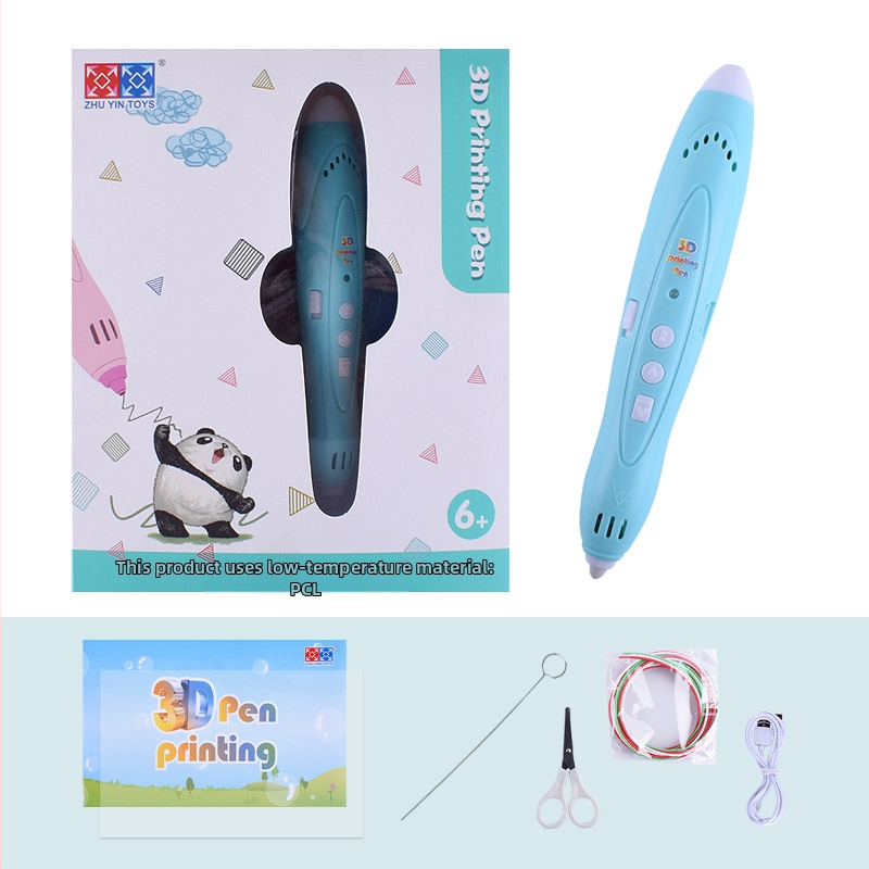 Детска 3D писалка за принтиране с ниска температура, безжична, цветни LED светлини за рисуване и графити – образователна художествена играчка за деца 7–14 години