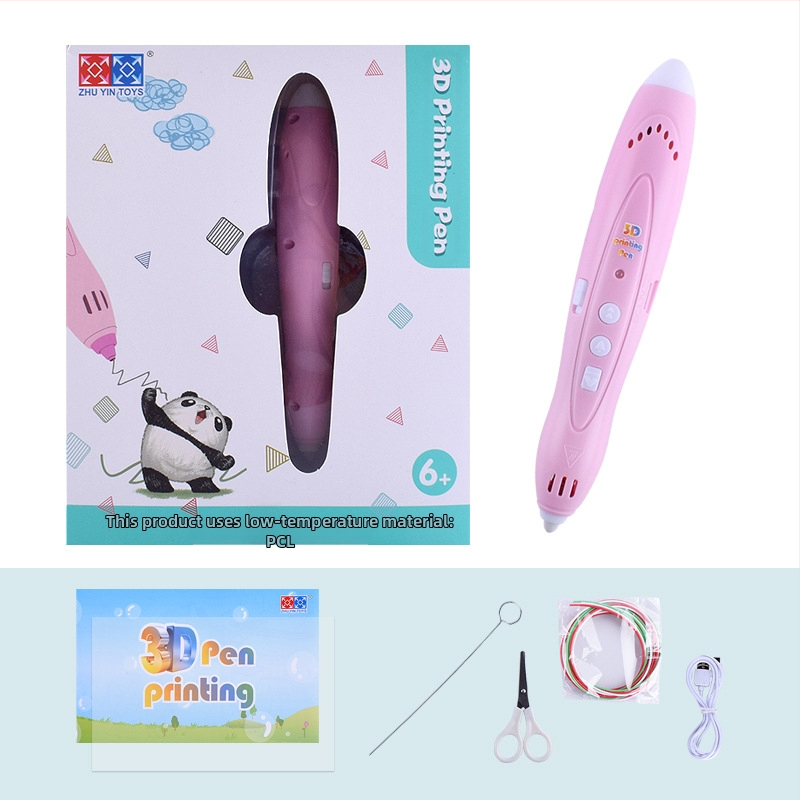 Детска 3D писалка за принтиране с ниска температура, безжична, цветни LED светлини за рисуване и графити – образователна художествена играчка за деца 7–14 години