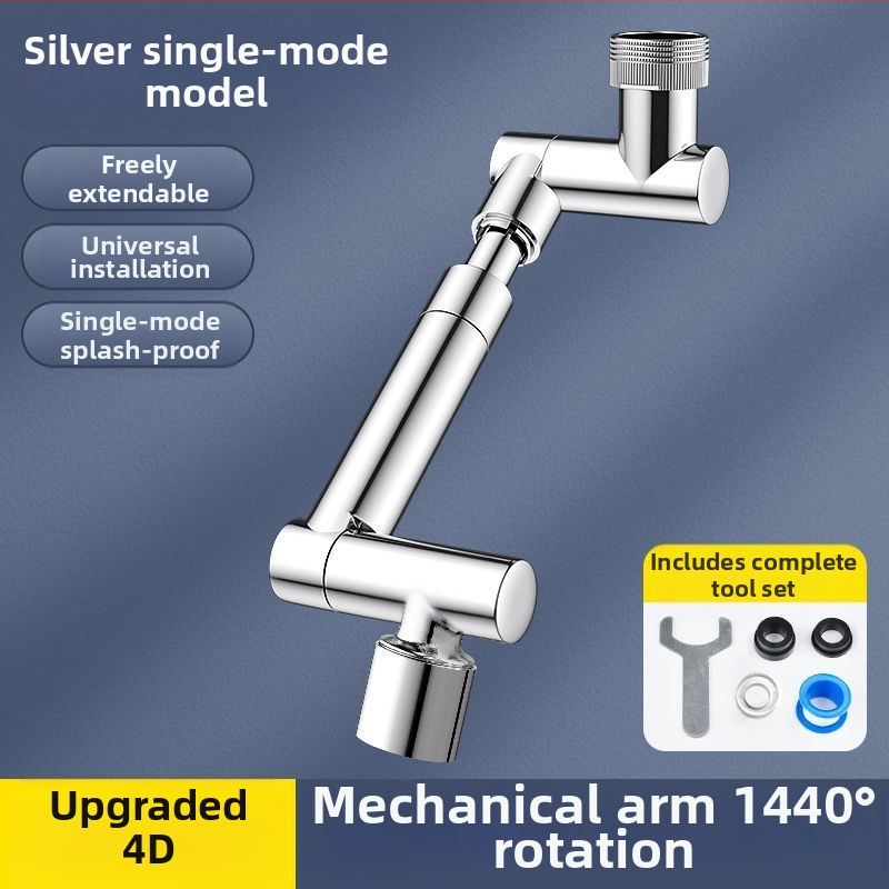 Vannasistabas krāns ar mehānisku roku, 1440° rotējošs izlaidums, sakausējuma korpuss, vienrokas vadība, elektroplatinēta virsma, darba temperatūras diapazons 0-80°C