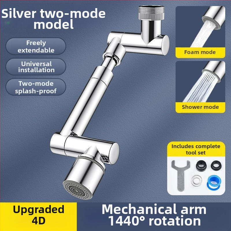 Vannasistabas krāns ar mehānisku roku, 1440° rotējošs izlaidums, sakausējuma korpuss, vienrokas vadība, elektroplatinēta virsma, darba temperatūras diapazons 0-80°C