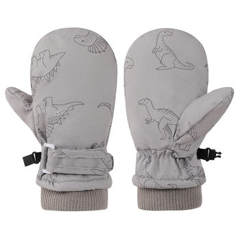 Gyerekeknek készült síkesztyűk mitten-stílusban, dinoszaurusz mintával, uniszex, 2–8 éves, poliészter