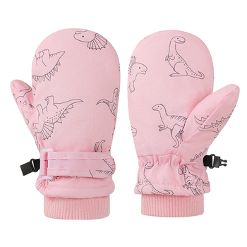 Gyerekeknek készült síkesztyűk mitten-stílusban, dinoszaurusz mintával, uniszex, 2–8 éves, poliészter