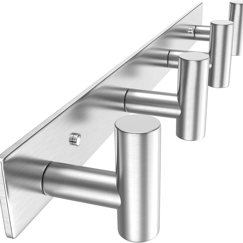 Неръждаеми самозалепващи куки за дрехи, ключове и врати – многоредов дизайн, капацитет 5–10 кг, комплекти 1/3/4/5 бр.