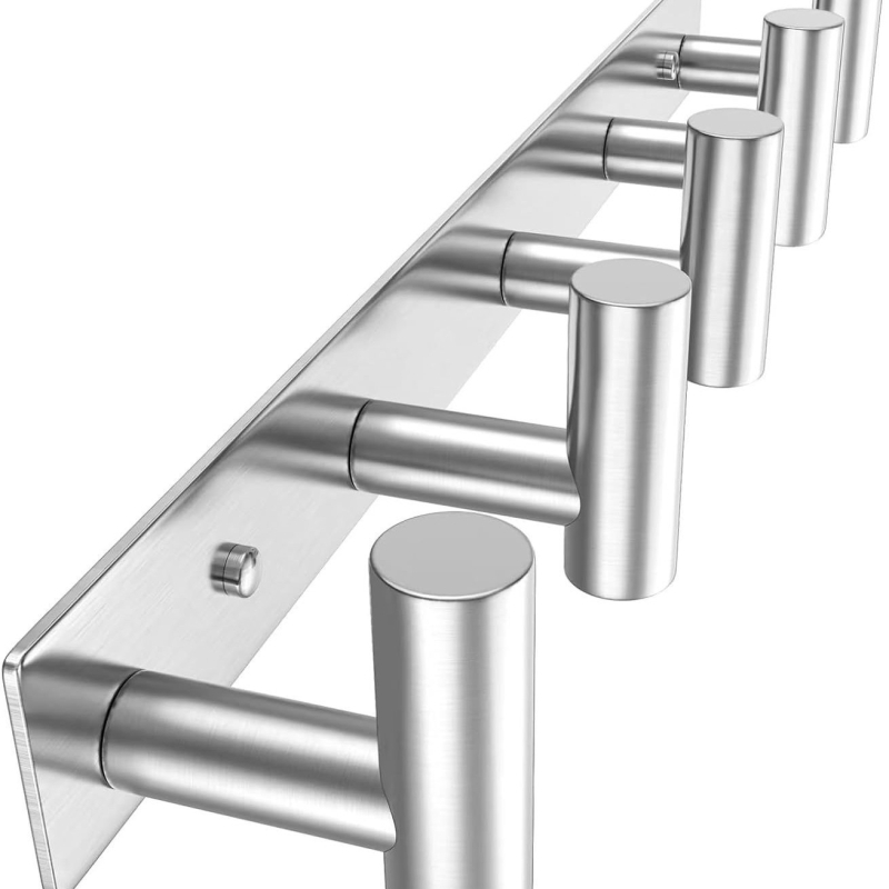 Неръждаеми самозалепващи куки за дрехи, ключове и врати – многоредов дизайн, капацитет 5–10 кг, комплекти 1/3/4/5 бр.