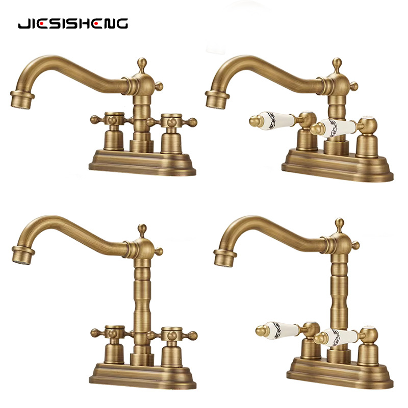 Dupla fogantyús mosdócsap, két lyukas kivitel, réz testtel, Ø10 cm szeleptámasz, függőleges felszerelés, keverő