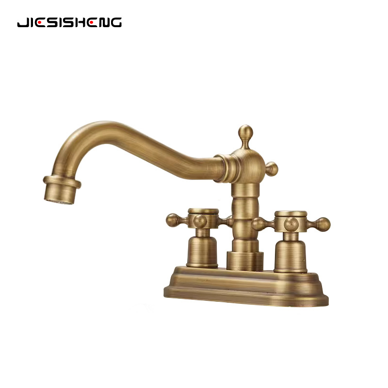 Dupla fogantyús mosdócsap, két lyukas kivitel, réz testtel, Ø10 cm szeleptámasz, függőleges felszerelés, keverő