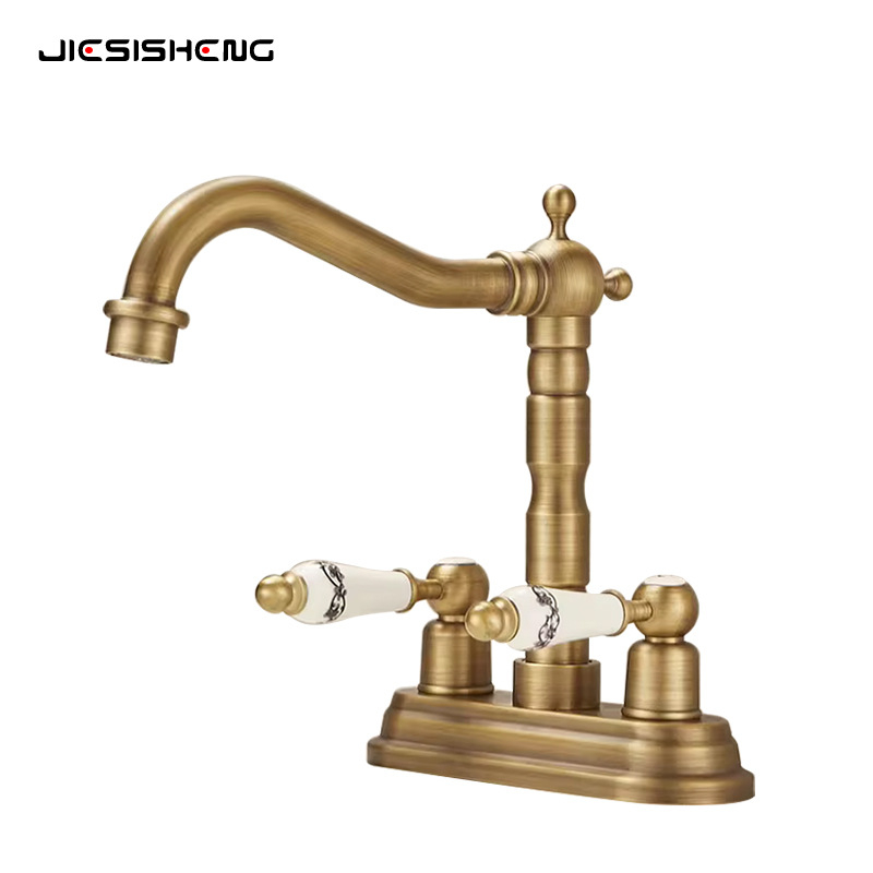 Dupla fogantyús mosdócsap, két lyukas kivitel, réz testtel, Ø10 cm szeleptámasz, függőleges felszerelés, keverő