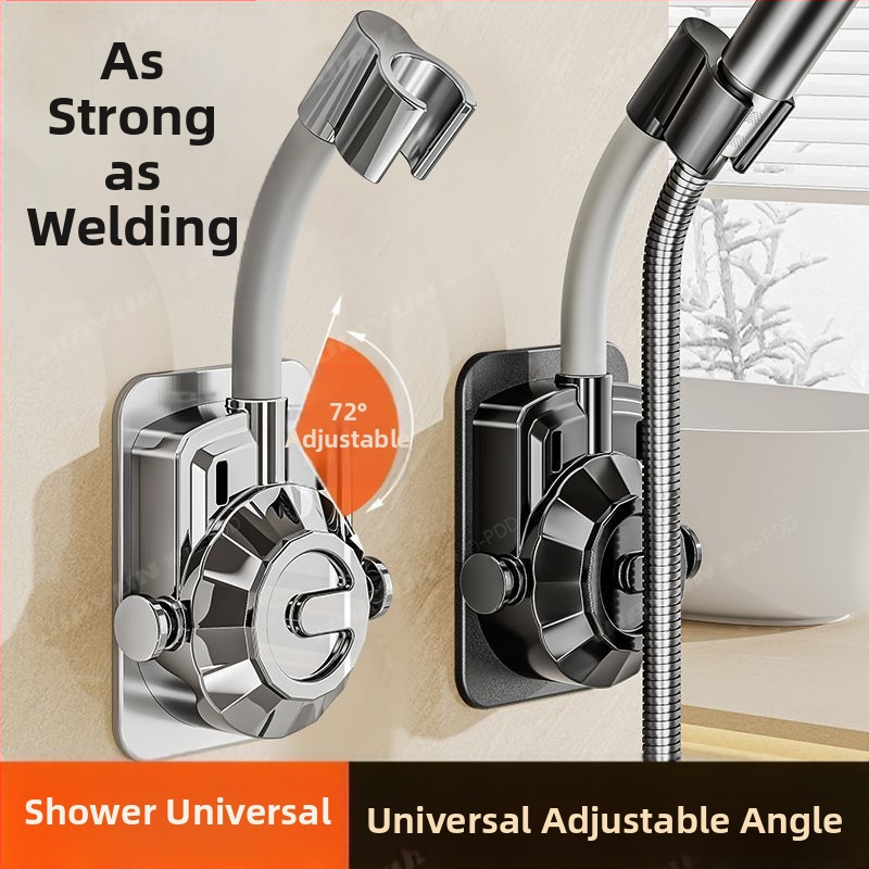 Bez vŕtania, univerzálny držiak sprchovej hlavy s prisávkou, nastaviteľný montáž do kúpeľne, ABS materiál, elektroplakovaný povrch