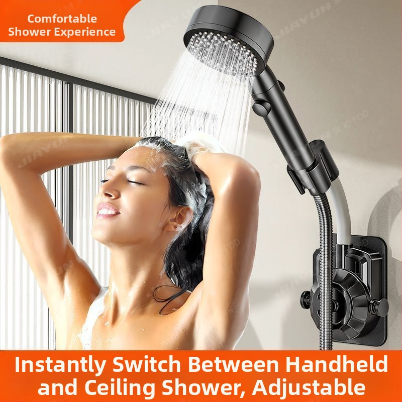 Bez vŕtania, univerzálny držiak sprchovej hlavy s prisávkou, nastaviteľný montáž do kúpeľne, ABS materiál, elektroplakovaný povrch