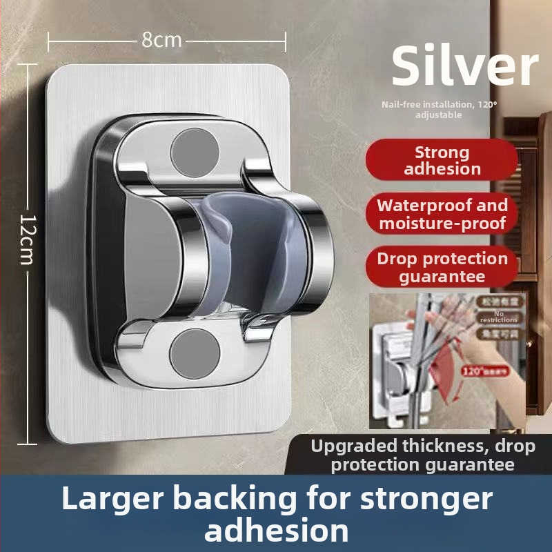 Be gręžimo, universalus dušo galvos laikiklis su siurbimo gaideliu, reguliuojamas montavimas voniai, ABS medžiaga, elektroplakatu paviršius