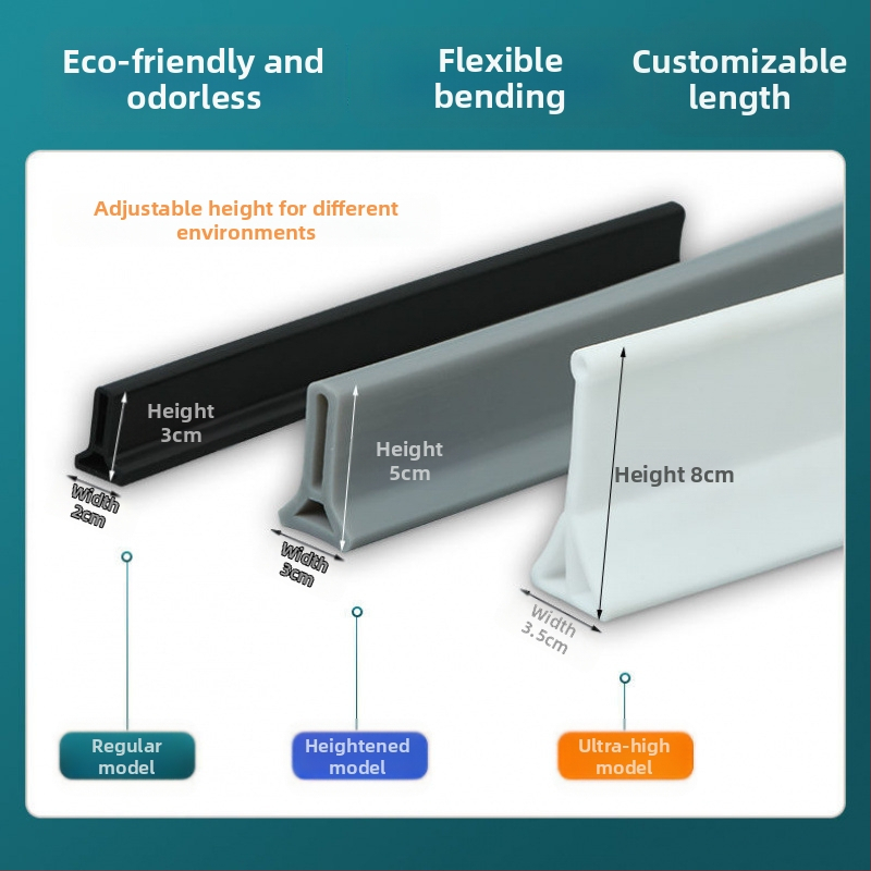 Vonios kambario vandens barjeros juostelė, pakelta aukštis, L formos, lipni, sausam ir šlapiam atskyrimui