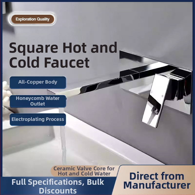 Beépített réz zuhany- és mosdócsaptelek készlet, falra szerelhető, kerámiás szeleppel, kettős szerkezet, elektroplatt felület