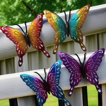 Vasból készült pillangó falidísz — állat témájú fém szobor, modern egyszerű stílus, otthonra, kertbe és irodába