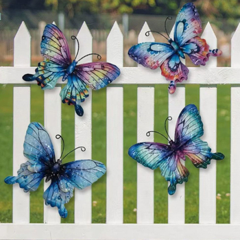 Vasból készült pillangó falidísz — állat témájú fém szobor, modern egyszerű stílus, otthonra, kertbe és irodába
