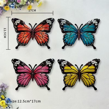 Vasból készült pillangó falidísz — állat témájú fém szobor, modern egyszerű stílus, otthonra, kertbe és irodába