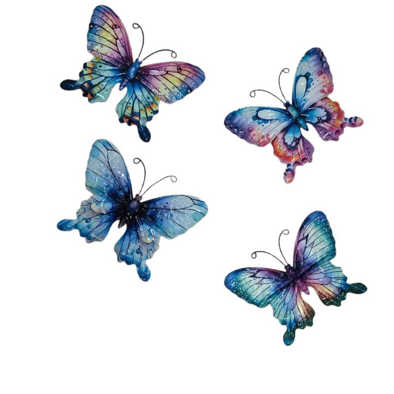 Vasból készült pillangó falidísz — állat témájú fém szobor, modern egyszerű stílus, otthonra, kertbe és irodába