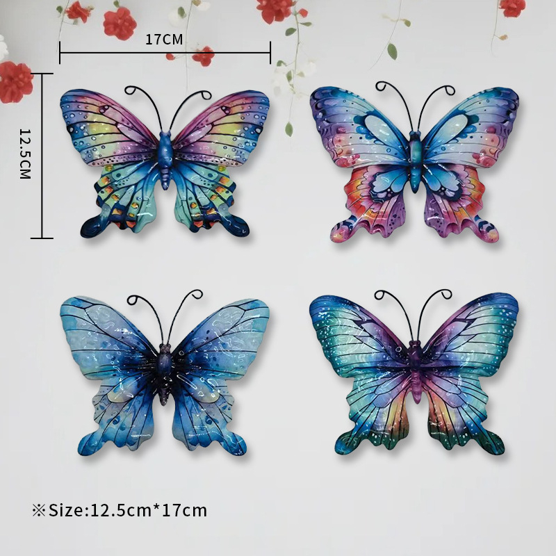 Vasból készült pillangó falidísz — állat témájú fém szobor, modern egyszerű stílus, otthonra, kertbe és irodába