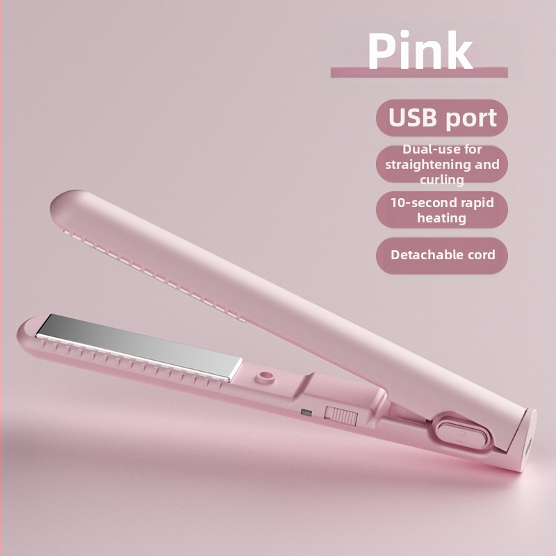 USB maža plaukų tiesinimo ir garbanos priemonė – dvigubo naudojimo tiesinimui ir garbanoms be plaukų pažeidimo; turmalino keramiko šildytuvas; suderinamas su išorine maitinimo banku; 13W/5V; temperatūros reguliavimas