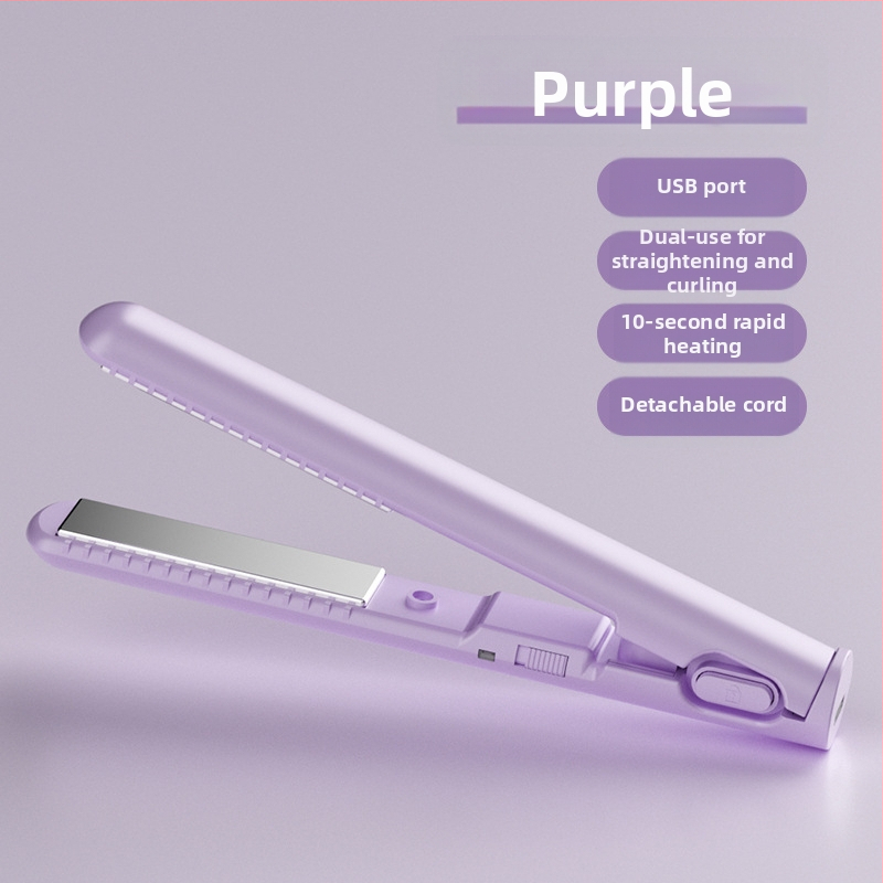 USB maža plaukų tiesinimo ir garbanos priemonė – dvigubo naudojimo tiesinimui ir garbanoms be plaukų pažeidimo; turmalino keramiko šildytuvas; suderinamas su išorine maitinimo banku; 13W/5V; temperatūros reguliavimas