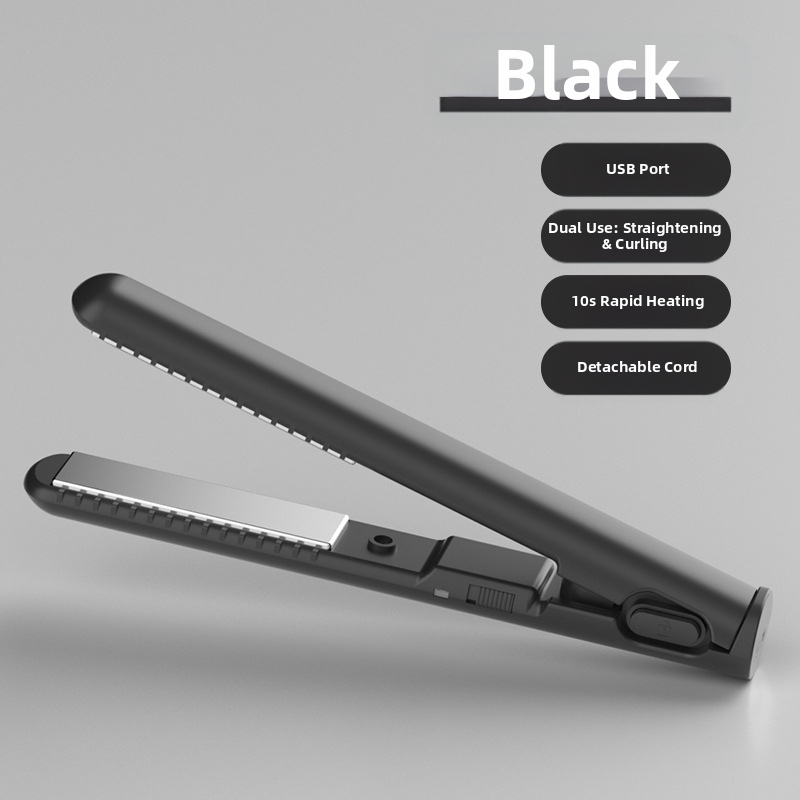 USB maža plaukų tiesinimo ir garbanos priemonė – dvigubo naudojimo tiesinimui ir garbanoms be plaukų pažeidimo; turmalino keramiko šildytuvas; suderinamas su išorine maitinimo banku; 13W/5V; temperatūros reguliavimas