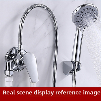 Dušo komplektas iš vario, modelis H-3401; spiralinis montavimas; lietaus ir purškimo funkcijos; chromuotas paviršius; darbinė temperatūra 5–80°C