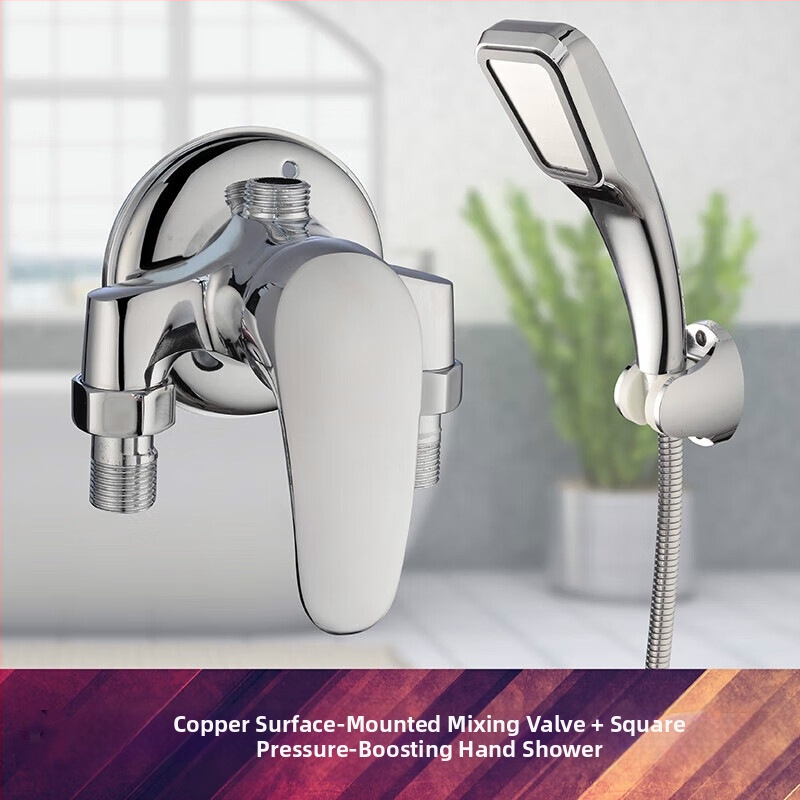 Dušo komplektas iš vario, modelis H-3401; spiralinis montavimas; lietaus ir purškimo funkcijos; chromuotas paviršius; darbinė temperatūra 5–80°C