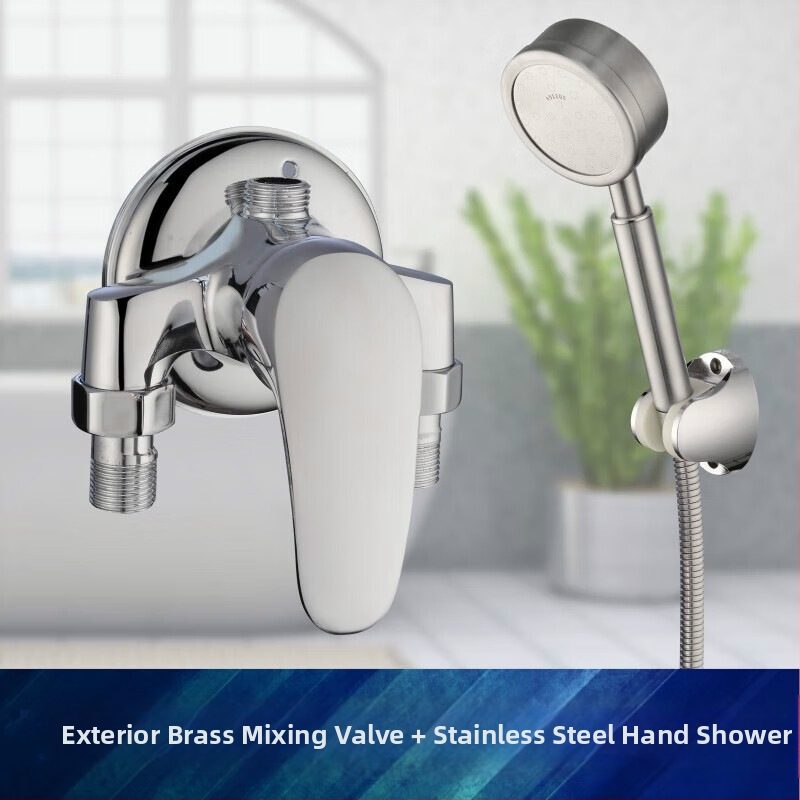 Dušo komplektas iš vario, modelis H-3401; spiralinis montavimas; lietaus ir purškimo funkcijos; chromuotas paviršius; darbinė temperatūra 5–80°C