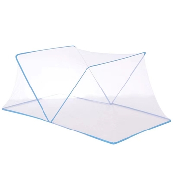 Сгъваема мрежа против комари за легло – без монтаж, за общежитие, за двама, полиестерно влакно, тръба от фибростъкло