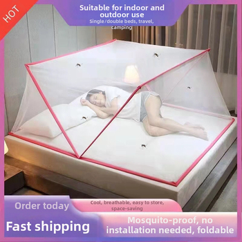 Безинсталационна сгъваема мрежа против комари за легло — стъкловлакнева мрежа и рамка от стъкловлакневи тръби