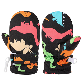 Gyerekek síkesztyűi - csúszásmentes, vízálló, meleg, dinoszaurusz mintával, téli kültéri kesztyűk 6 hónaptól 8 éves korig