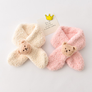 Vaikų pliušinis šalikas žiemai, minimalistinis stilius, vidutinio ilgio, vientisas raštas, šiltas