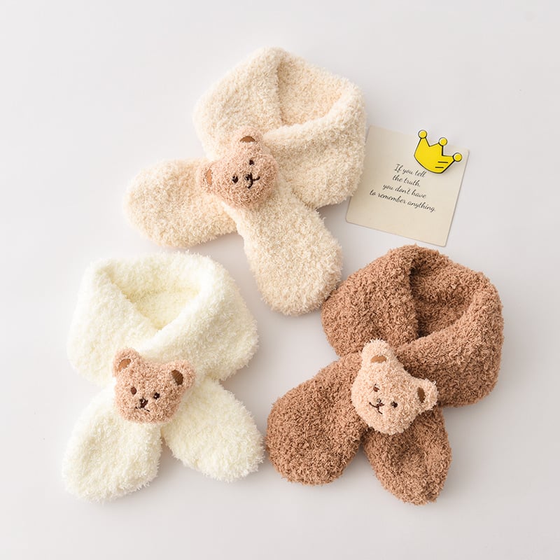 Bērnu plīša šalle ziemai, minimālistisks stils, vidēja garums, vienkrāsains raksts, silts