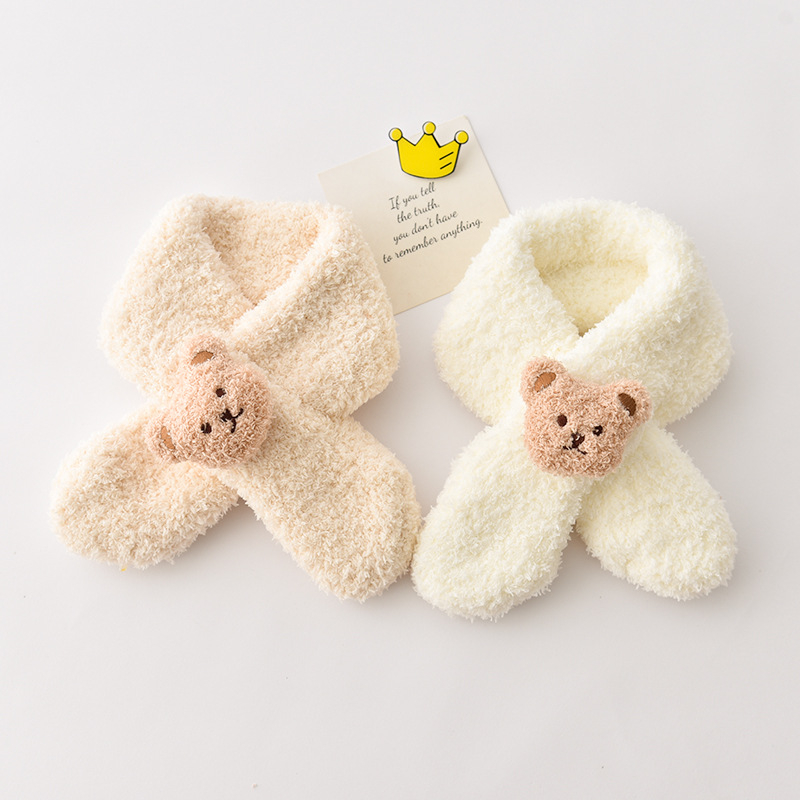 Vaikų pliušinis šalikas žiemai, minimalistinis stilius, vidutinio ilgio, vientisas raštas, šiltas