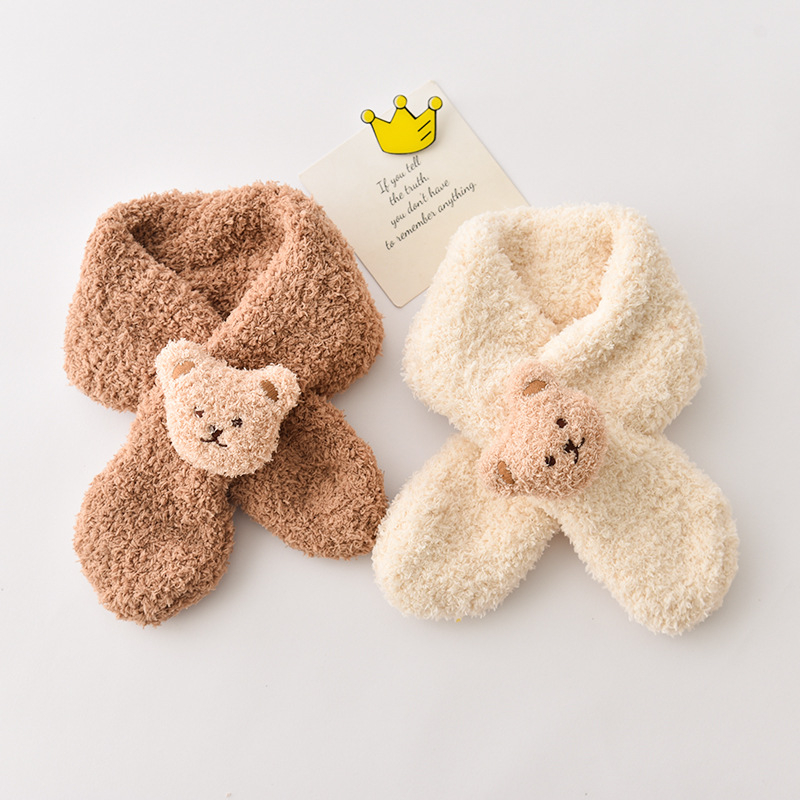 Vaikų pliušinis šalikas žiemai, minimalistinis stilius, vidutinio ilgio, vientisas raštas, šiltas