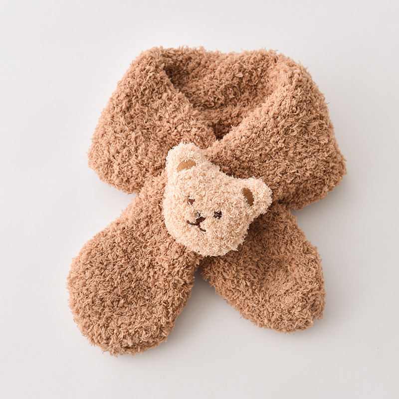 Vaikų pliušinis šalikas žiemai, minimalistinis stilius, vidutinio ilgio, vientisas raštas, šiltas