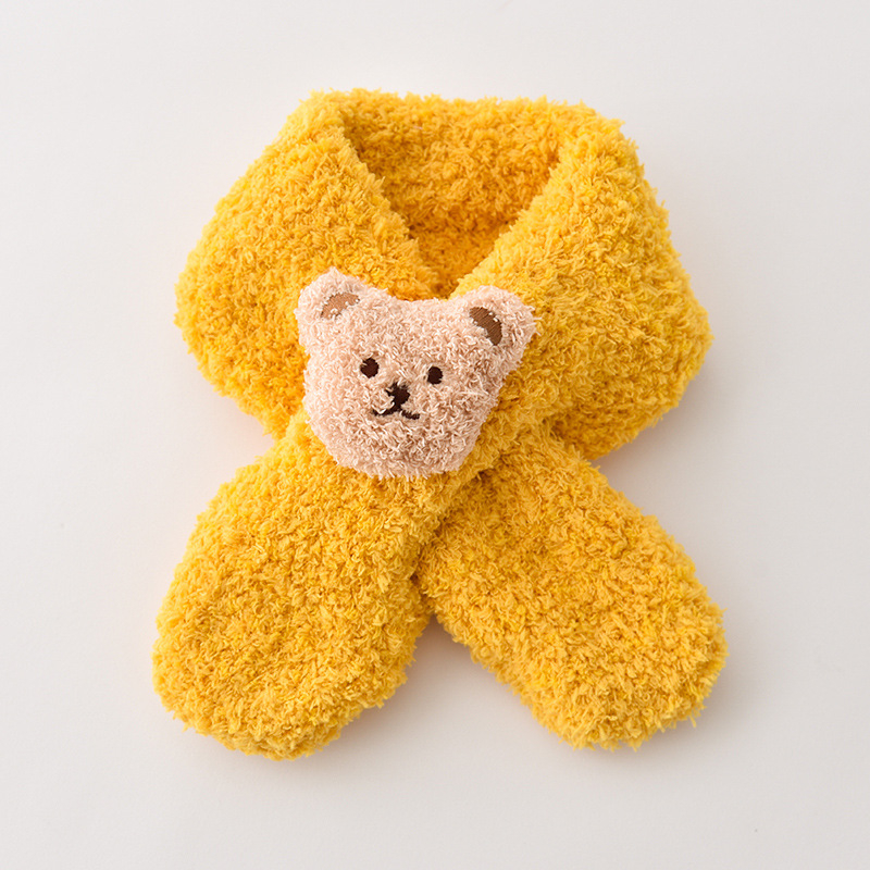 Vaikų pliušinis šalikas žiemai, minimalistinis stilius, vidutinio ilgio, vientisas raštas, šiltas